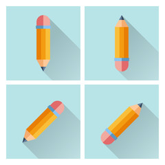 Pencil. Set of flat design vector icons.