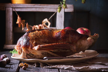 Roast goose with apples