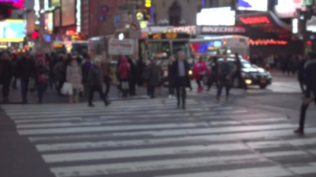 Slo-mo of massive crowds in Times Square