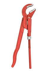 Red pipe wrench isolated