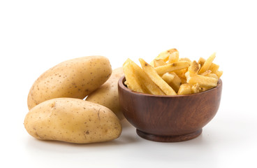 french fries on wood plate