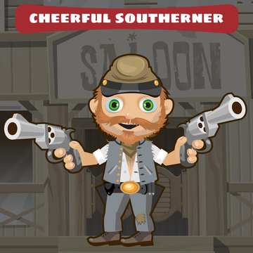 Cartoon character Wild West - cheerful southerner
