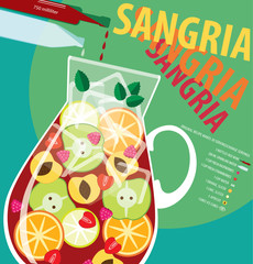 Recipe of sangria - obrazy, fototapety, plakaty