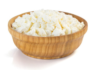 cottage cheese in bowl on white