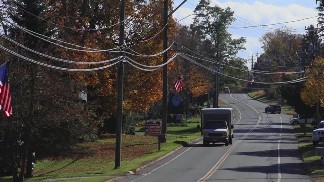 Local road in New England town
