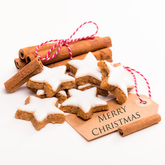 weihnachtsbebäck mit weihnachtsgruß