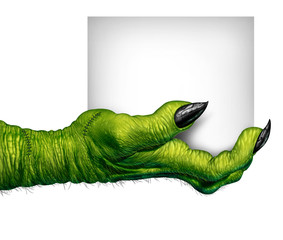 Monster Hand Holding Sign © freshidea