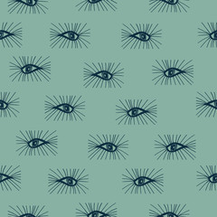 Seamless pattern eyes hand drawn