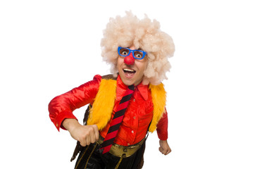 Funny clown in fun concept isolated on white
