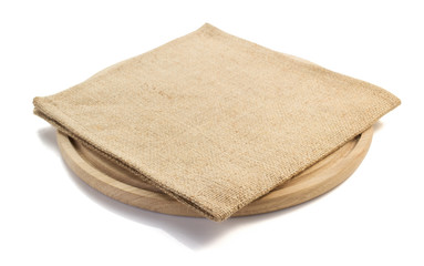sack burlap napkin at cutting board