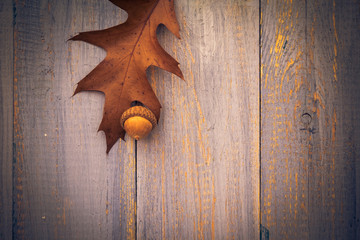Gifts autumn wooden background vintage composition