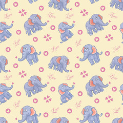 Seamless elephant kids pattern