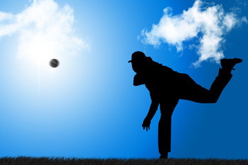 공을 던지는 야구의 투수