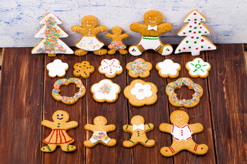 Cookies little men on a wooden table
