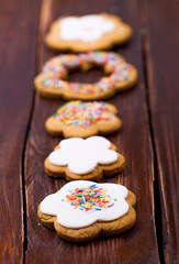 Cookies little men on a wooden table