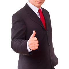 businessman holding thumbs up