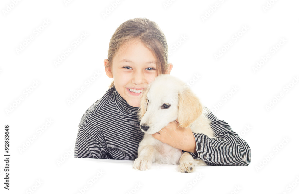 Canvas Prints kid and puppy