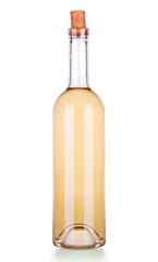 Elegant bottle of white wine with cork isolated