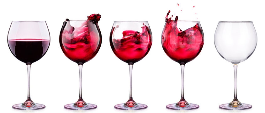 Set from glasses with wine isolated on a white 