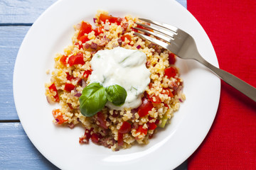 Bulgur salad top view