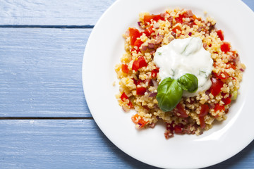 Bulgur salad, top view
