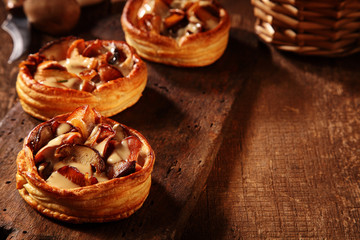 Gourmet fresh mushroom tarts