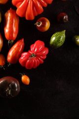 Different varieties of fresh ripe tomatoes