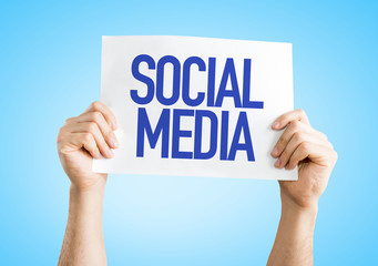 Social Media placard with blue background