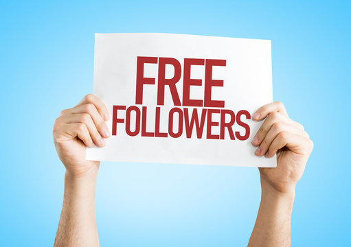 Free Followers placard with blue background