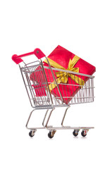 Cart in holiday shopping concept