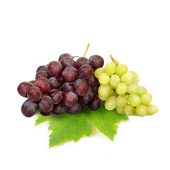 Green grape and Red grape isolated on white background (Fruit)