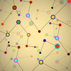 Abstract network, colorful background, technology communication, molecule structure. Vector illustration. Eps 10