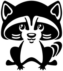 Cute friendly baby raccoon cartoon. © vixenkristy