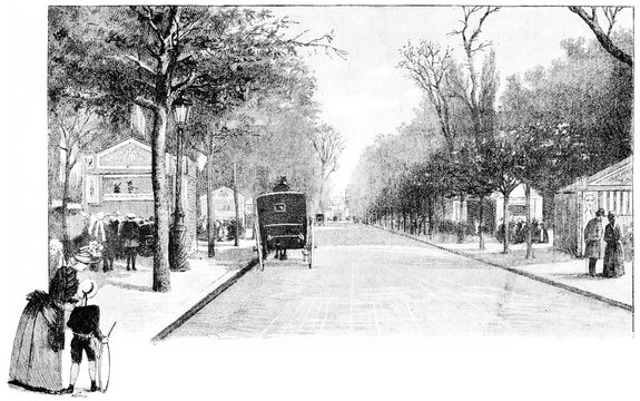 Avenue Marigny, vintage engraving.
