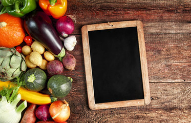Large assortment of fresh autumn vegetables