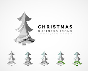 Fototapeta premium Set of abstract Christmas Tree Icons, business logo concepts