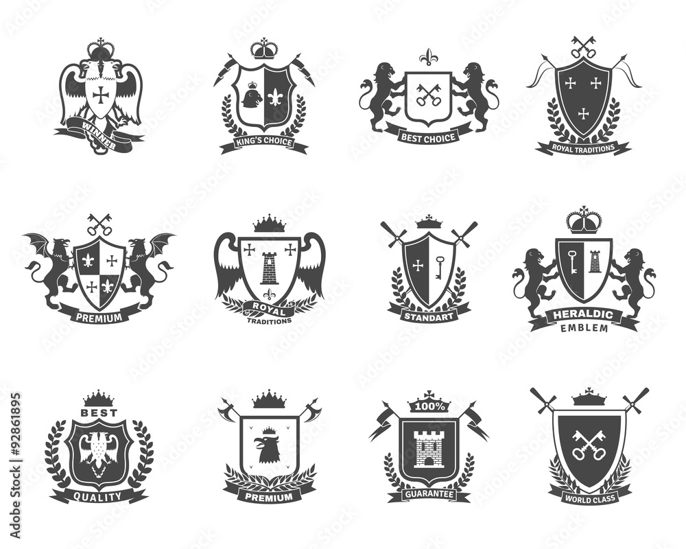 Wall mural heraldic premium quality emblems set