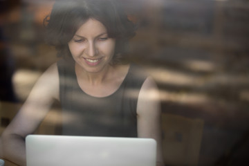 Young woman working on laptop