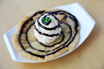 roti with milk on wood background