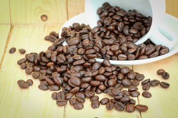 coffee bean on the wood floor