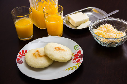 Arepas - a classic Breakfast in  Venezuela,  Colombia,  Canary Islands etc...