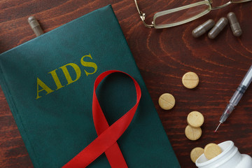 Aids hiv concept. Diagnostic form on a table.