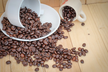 coffee bean on the wood floor