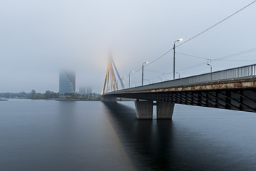 Cable bridge in Riga, Latvia, Europe