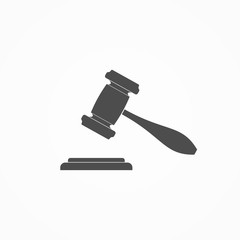 Judge or Auction Hammer icon. Vector Illustration.