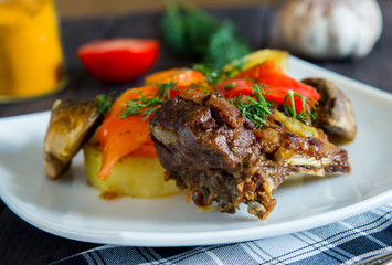 Braised lamb ribs with vegetables