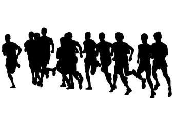 Fototapeta na wymiar Athletes on running race on white background