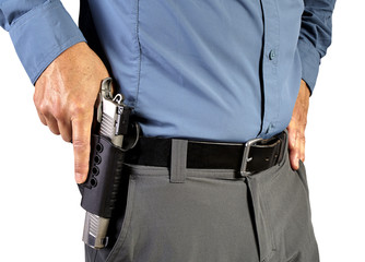Law Enforcement Professional Man with Holstered Gun Weapon