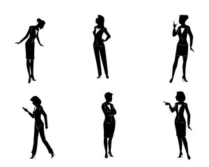 Six businesswomen silhouettes