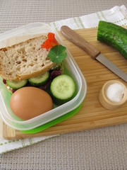 Cucumber sandwich in lunch box for take away